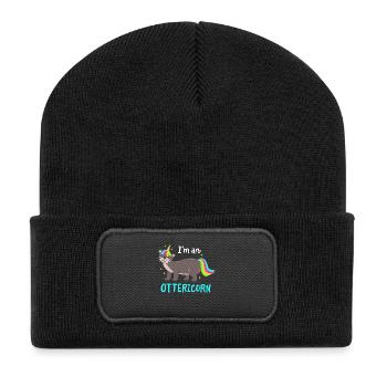 Otter Einhorn - Recycelte Patch Beanie - Schwarz - Vorne