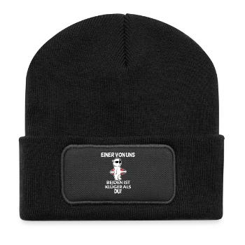 lustiger Spruch - Recycelte Patch Beanie - Schwarz - Vorne