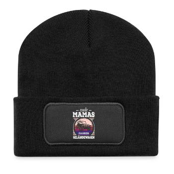 Coole Mamas Geländewagen 4x4 Offroad Geschenk - Recycelte Patch Beanie - Schwarz - Vorne