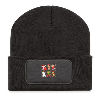 Weihnachten - Recycelte Patch Beanie - Dunkelgrau - Vorne