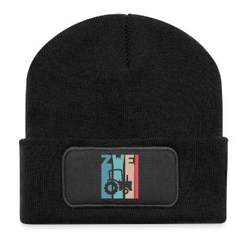 2. Jahre Kinder Traktor - Recycelte Patch Beanie - Schwarz - Vorne