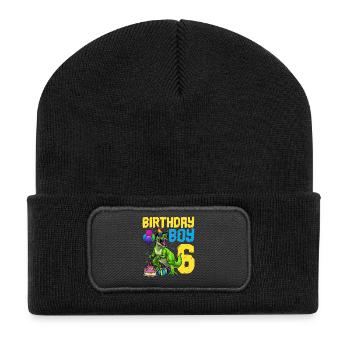 6. Geburtstag Dinosaurier Kindergeburtstag - Recycelte Patch Beanie - Schwarz - Vorne