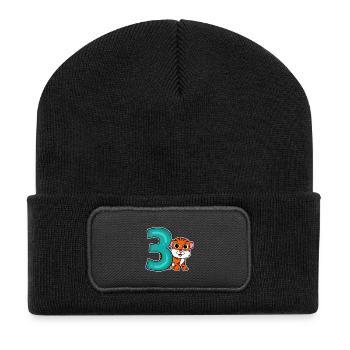 3 years old - 3rd birthday - children's birthday - Recycled Patch Beanie - black - Front