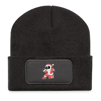 Panda de Noël - Beanie recyclé à patch - charbon - Devant