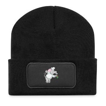 Elefant Koch Salzstreuer Kochen - Recycelte Patch Beanie - Schwarz - Vorne
