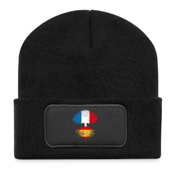 Arbre France Espagne Racines espagnoles drapeaux - Beanie recyclé à patch - noir - Devant