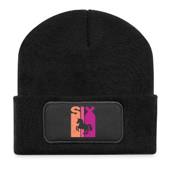 Licorne 6ème Anniversaire Fille 6 ans - Beanie recyclé à patch - noir - Devant