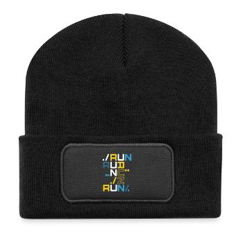 Run Sport Laufen Läufer Sprinter Marathon - Recycelte Patch Beanie - Schwarz - Vorne