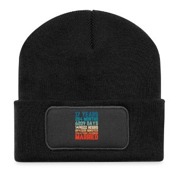 17 years married Wedding Marriage Saying Gift - Recycled Patch Beanie - black - Front