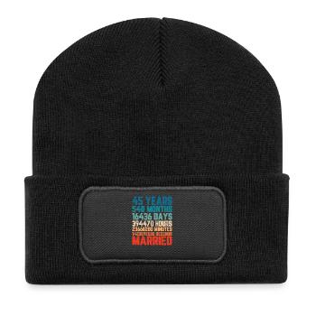 45 years married Wedding Marriage Saying Gift - Recycled Patch Beanie - black - Front