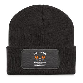 I FULLY INTEND TO HAUNT PEOPLE WHEN I THE CAT - Recycelte Patch Beanie - Dunkelgrau - Vorne