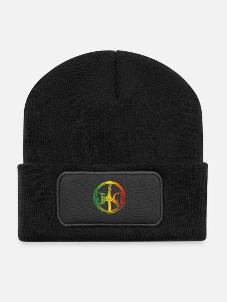 Teach Peace - Recycelte Patch Beanie - Schwarz