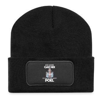 Poel Ostsee Urlaub Anker - Recycelte Patch Beanie - Schwarz - Vorne