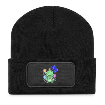 3 ans - Dinosaures - Cadeau de 3ème anniversaire - Beanie recyclé à patch - noir - Devant