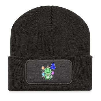 4 years old - Dinosaurs - 4th birthday gift - Recycled Patch Beanie - dark grey - Front