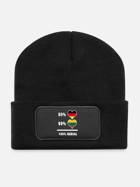 Deutschland und Litauen 100% Genial / Geschenk - Recycelte Patch Beanie - Schwarz