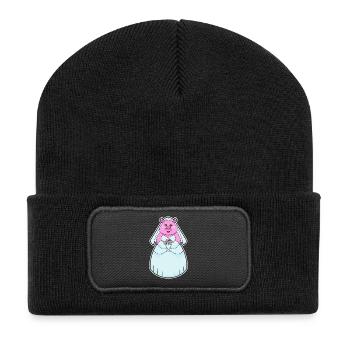 Schwein Braut Schleier Hochzeit - Recycelte Patch Beanie - Schwarz - Vorne