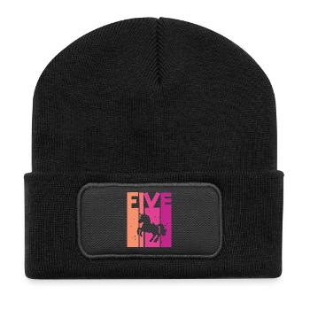 Unicorn 5th Birthday Girl 5 years - Recycled Patch Beanie - black - Front