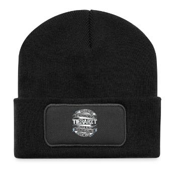 Tierarzt - Recycelte Patch Beanie - Schwarz - Vorne