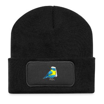 Vogel Braut Blumenkranz Hochzeit - Recycelte Patch Beanie - Schwarz - Vorne