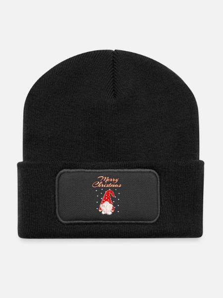 Merry Christmas Gnom Weihnachts Wichtel - Recycelte Patch Beanie - Schwarz