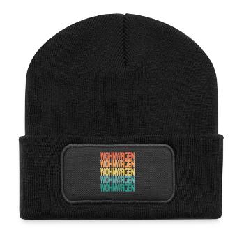 Camping Wohnwagen Camper Spruch Retro Geschenk - Recycelte Patch Beanie - Schwarz - Vorne