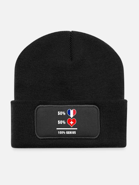 Frankreich und Schweiz Genial / Geschenk - Recycelte Patch Beanie - Schwarz