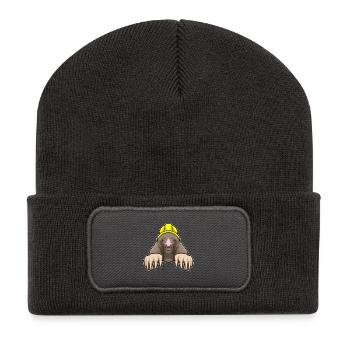 Maulwurf Bergarbeiter Bergbau - Recycelte Patch Beanie - Dunkelgrau - Vorne