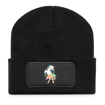 Einhorn Ballerina Regenbogen Süßes Unicorn Tanzen - Recycelte Patch Beanie - Schwarz - Vorne