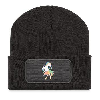 Einhorn Ballerina Regenbogen Süßes Unicorn Tanzen - Recycelte Patch Beanie - Dunkelgrau - Vorne