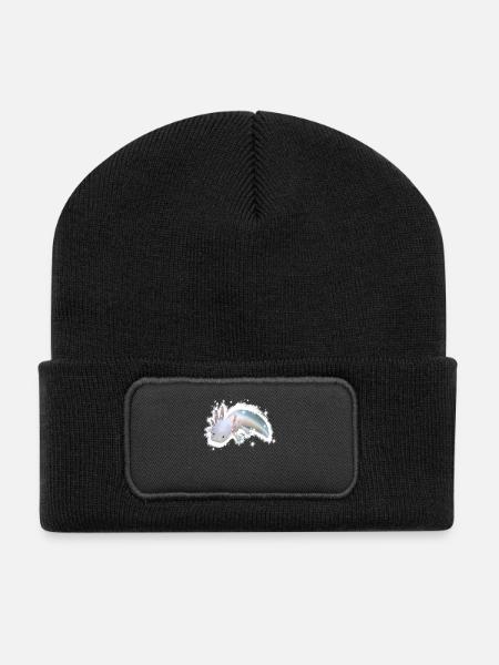 white axolotl - Recycled Patch Beanie - black