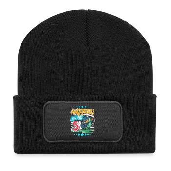5. Geburtstag 5 Jahre Dinosaurier T Rex - Recycelte Patch Beanie - Schwarz - Vorne