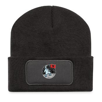 Astronaut mit Flagge Albanien - Recycelte Patch Beanie - Dunkelgrau - Vorne