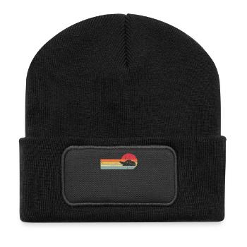 Schiff - Recycelte Patch Beanie - Schwarz - Vorne