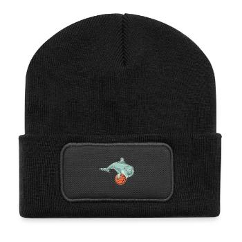 Dolphin Basketball Player Basketball - Recycled Patch Beanie - black - Front
