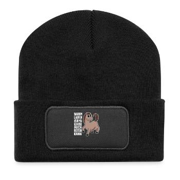 Pferd Pferde Hauspferd - Recycelte Patch Beanie - Schwarz - Vorne