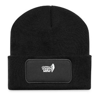 Proud Rugby Mom Football Sport Spieler - Recycelte Patch Beanie - Schwarz - Vorne