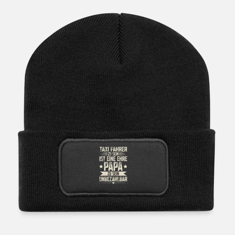 Papa Taxifahrer Vater Vatertag - Recycelte Patch Beanie - Schwarz