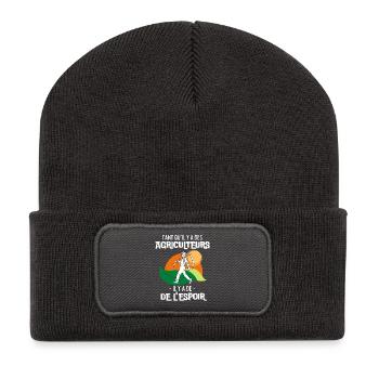 Tant qu'il y a des Agriculteurs il y a de l'Espoir - Beanie recyclé à patch - charbon - Devant