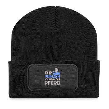 Scheiß auf den Prinzen ich nehm das Pferd - Recycelte Patch Beanie - Schwarz - Vorne