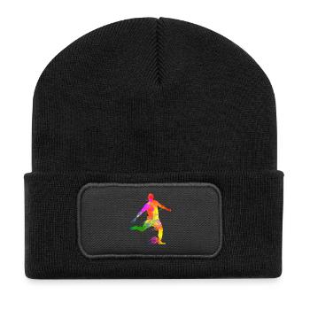 Paint Splashes Soccer Lover Graphic Soccer Player - Recycled Patch Beanie - black - Front