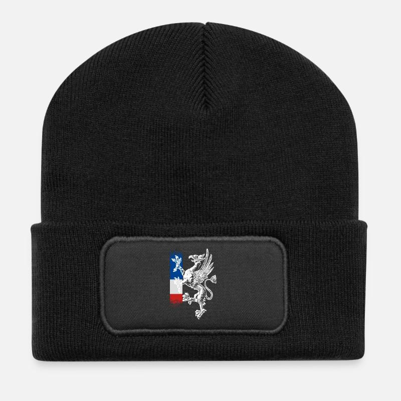 stehender Greif blau weiss rot Rostock - Recycelte Patch Beanie - Schwarz