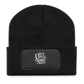 Oma 2023 - Werdende Oma - Recycelte Patch Beanie - Schwarz - Vorne