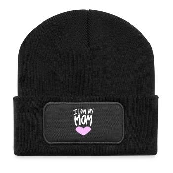 J’aime ma mère - Ich liebe meine Mama - Beanie recyclé à patch - noir - Devant