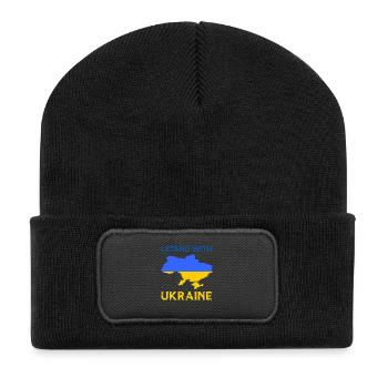I Stand With Ukraine Flag - Ukraine Strong - Recycled Patch Beanie - black - Front