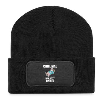 Neffe Onkel Geschenk - Recycelte Patch Beanie - Schwarz - Vorne
