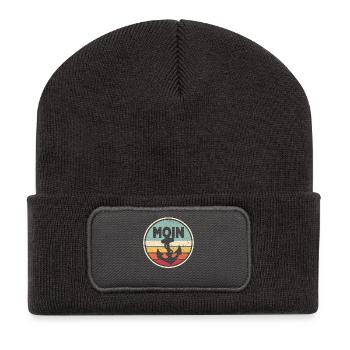Moin Anker Plattdeutsch Ostfriesland Küste Nordsee - Recycelte Patch Beanie - Dunkelgrau - Vorne