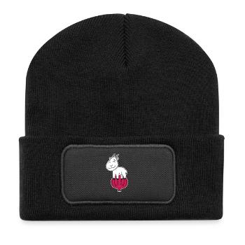 Zwiebel Ziege Ziegenbock - Recycelte Patch Beanie - Schwarz - Vorne