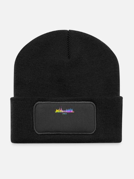 Lübeck Skyline Bunt Lübecker Norddeutschland - Recycelte Patch Beanie - Schwarz