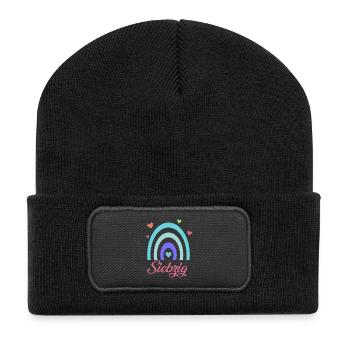 70. Geburtstag Regenbogen - Recycelte Patch Beanie - Schwarz - Vorne